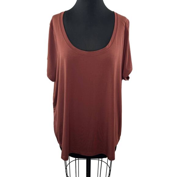 ATHLETA Stratus II Top Brown Cinnamon Soft Essence Fabric Tencel Relaxed Plus 2X - Picture 1 of 6